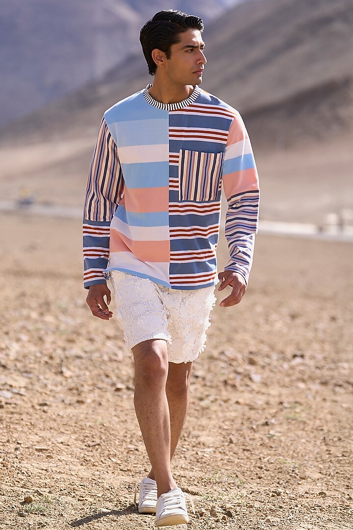 Multi-Colored Organic Cotton Striped T-Shirt by Dash and Dot Men at Pernia's Pop Up Shop