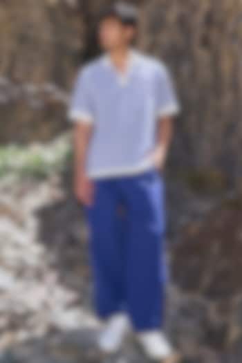 Natural & Navy Blue Organic Cotton Reversible Polo T-Shirt by Dash and Dot Men
