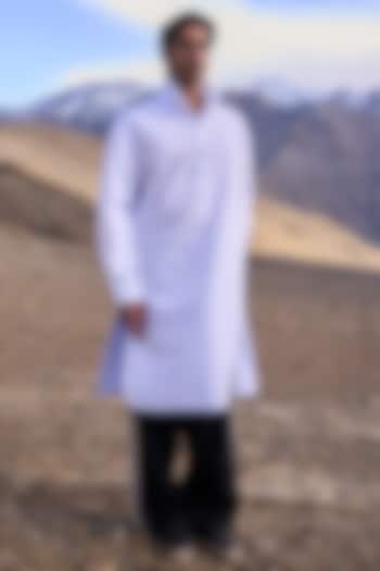 White Organic Cotton Poplin Long-Line Shirt by Dash and Dot Men