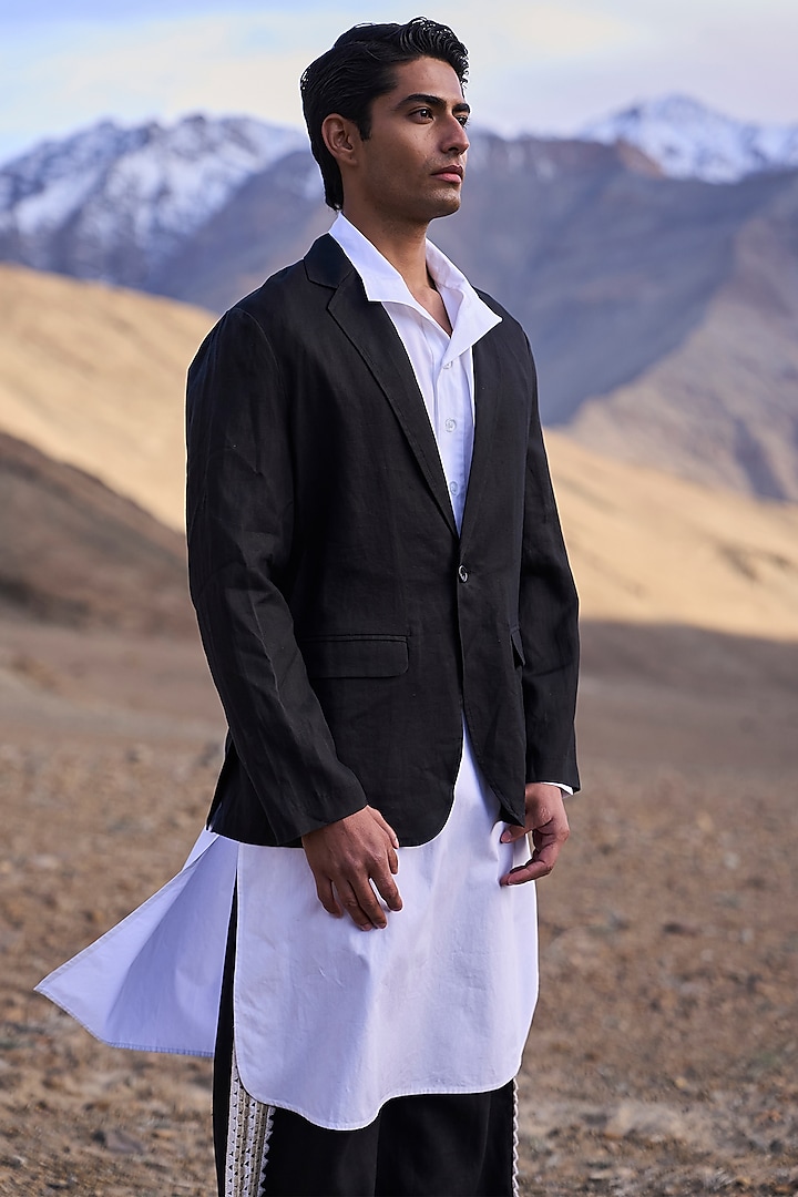Black Linen Blazer by Dash and Dot Men