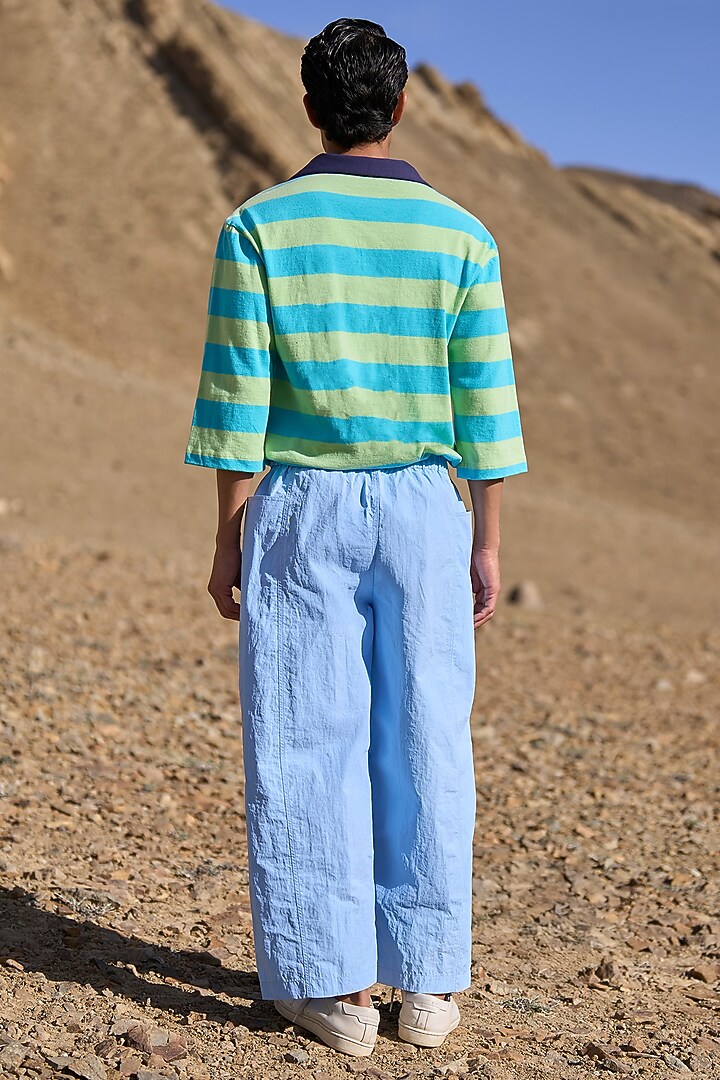 Sky Blue Poplin Wide-Leg Pants by Dash and Dot Men at Pernia's Pop Up Shop