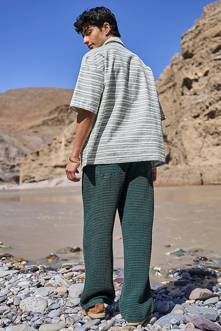 Multi-Colored Cotton Linen Striped Summer Shirt by Dash and Dot Men at Pernia's Pop Up Shop
