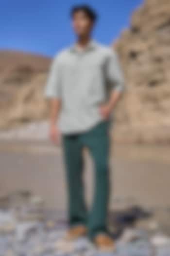 Olive Green Organic Cotton Straight Pants by Dash and Dot Men