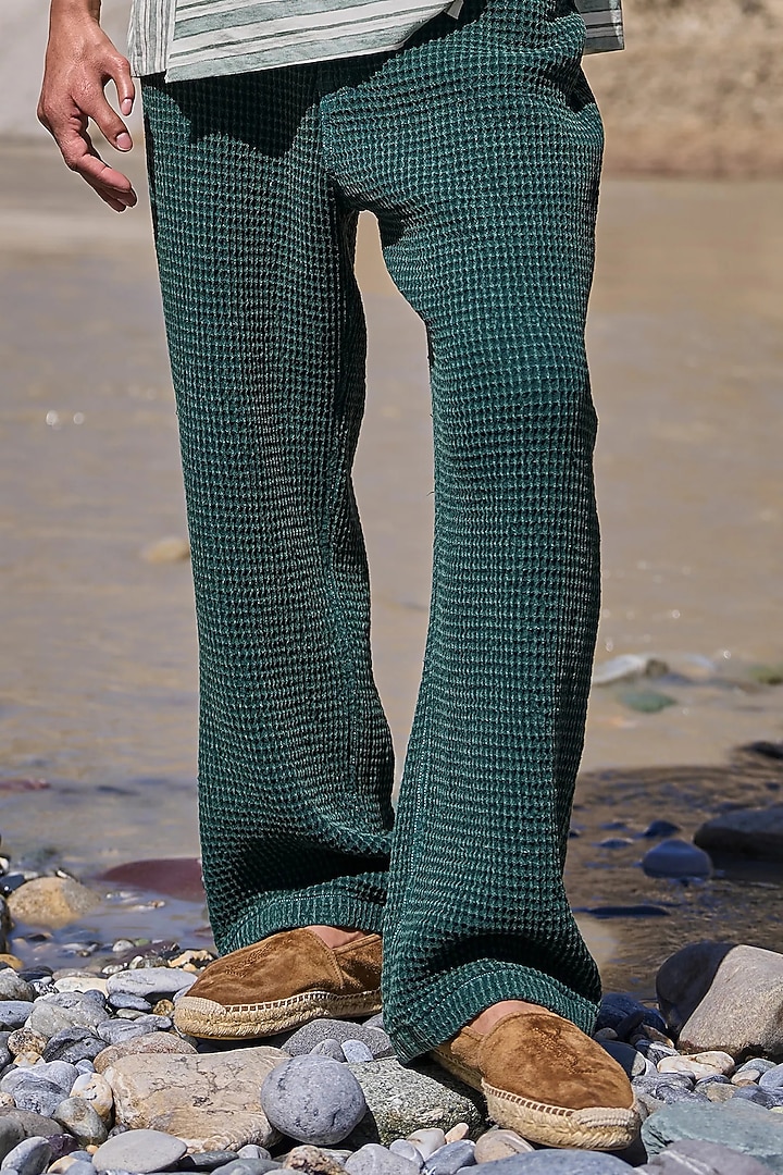 Olive Green Organic Cotton Straight Pants by Dash and Dot Men at Pernia's Pop Up Shop