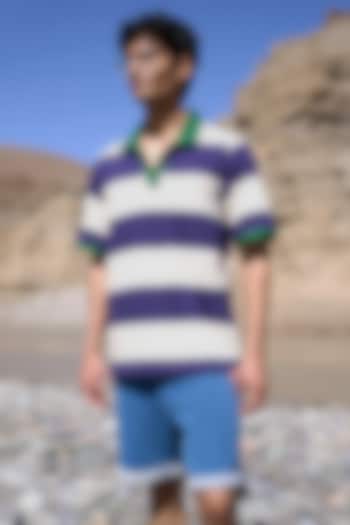 Indigo Blue Denim Knitted Shorts by Dash and Dot Men
