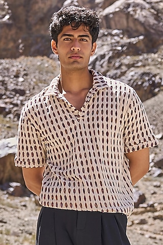 Multi-Colored Jacquard Knit Polo T-Shirt by Dash and Dot Men