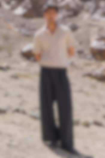 Black Organic Cotton Wide-Leg Pants by Dash and Dot Men