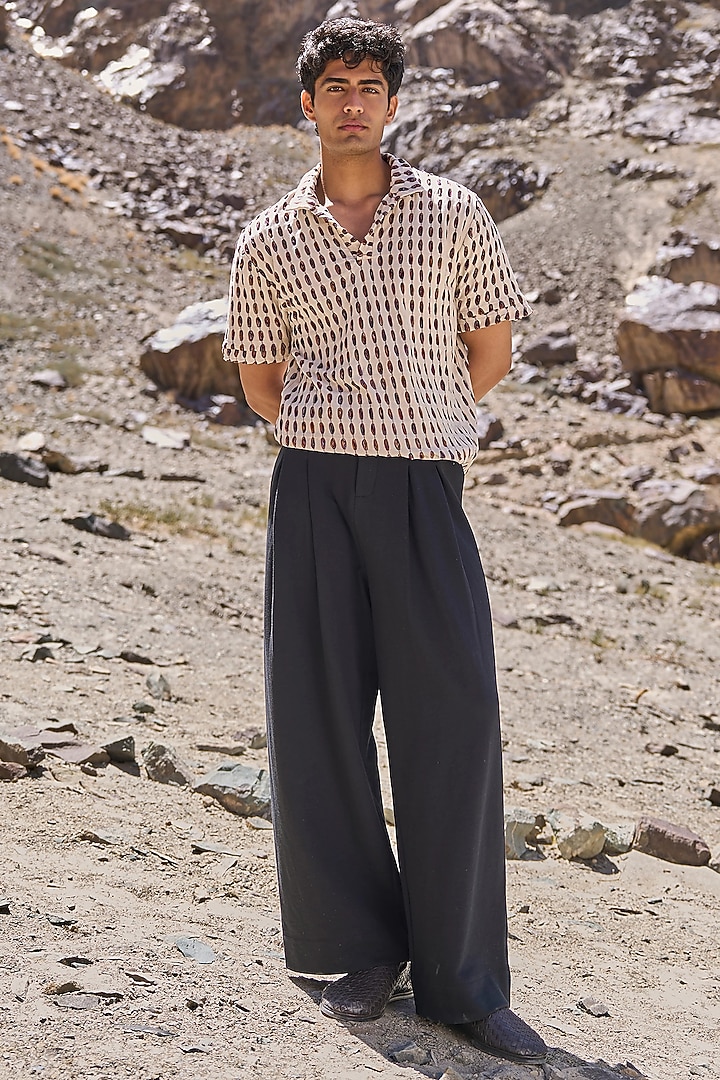 Black Organic Cotton Wide-Leg Pants by Dash and Dot Men