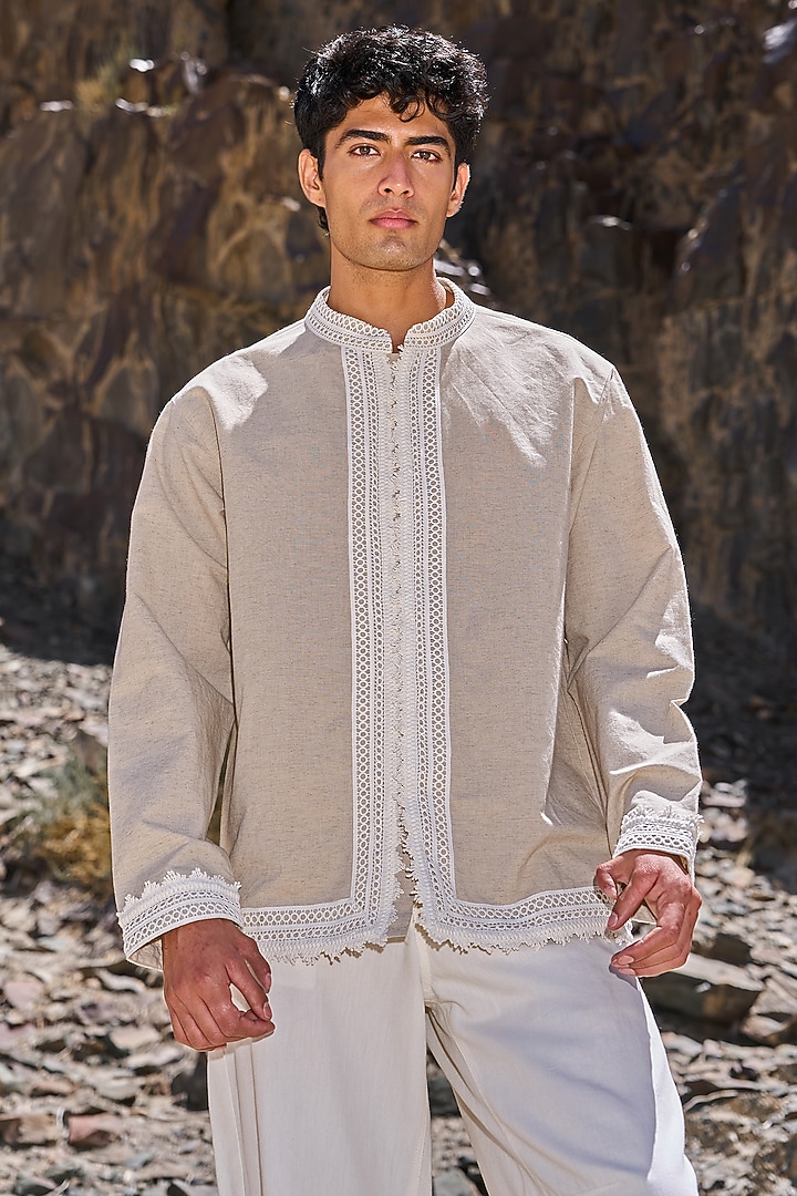 Khaki Organic Cotton Boxy-Fit Shirt by Dash and Dot Men
