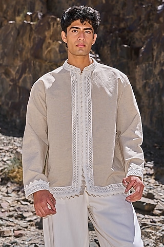 Khaki Organic Cotton Boxy-Fit Shirt by Dash and Dot Men