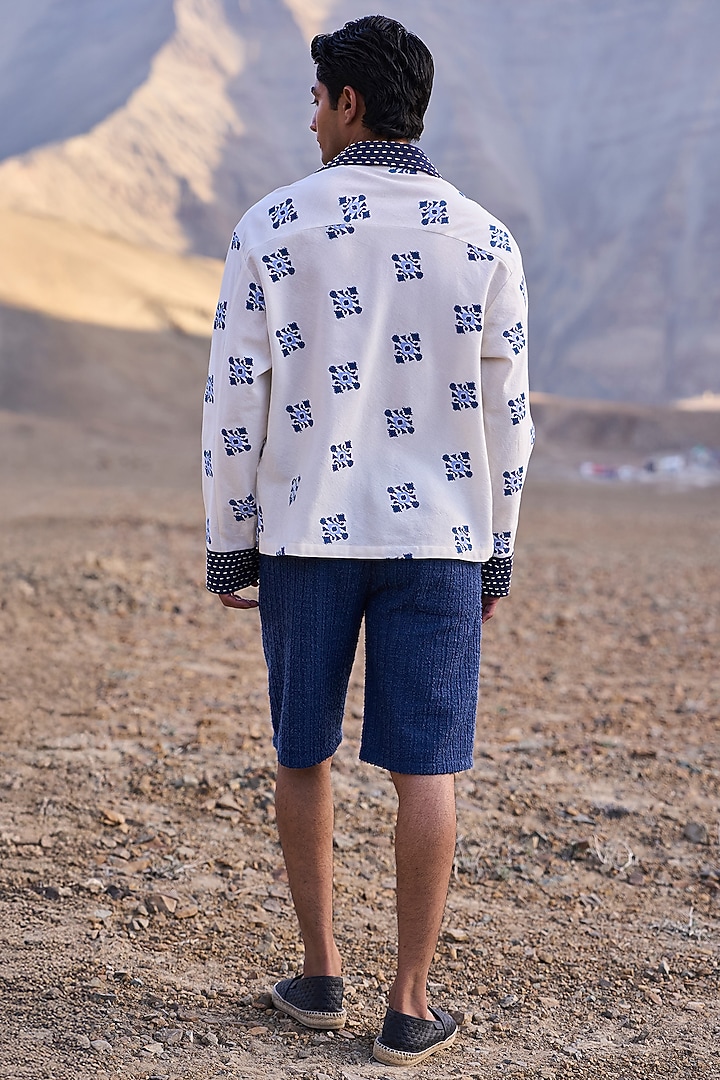 Natural & Beige Organic Cotton Ikat Motif T-Shirt by Dash and Dot Men at Pernia's Pop Up Shop