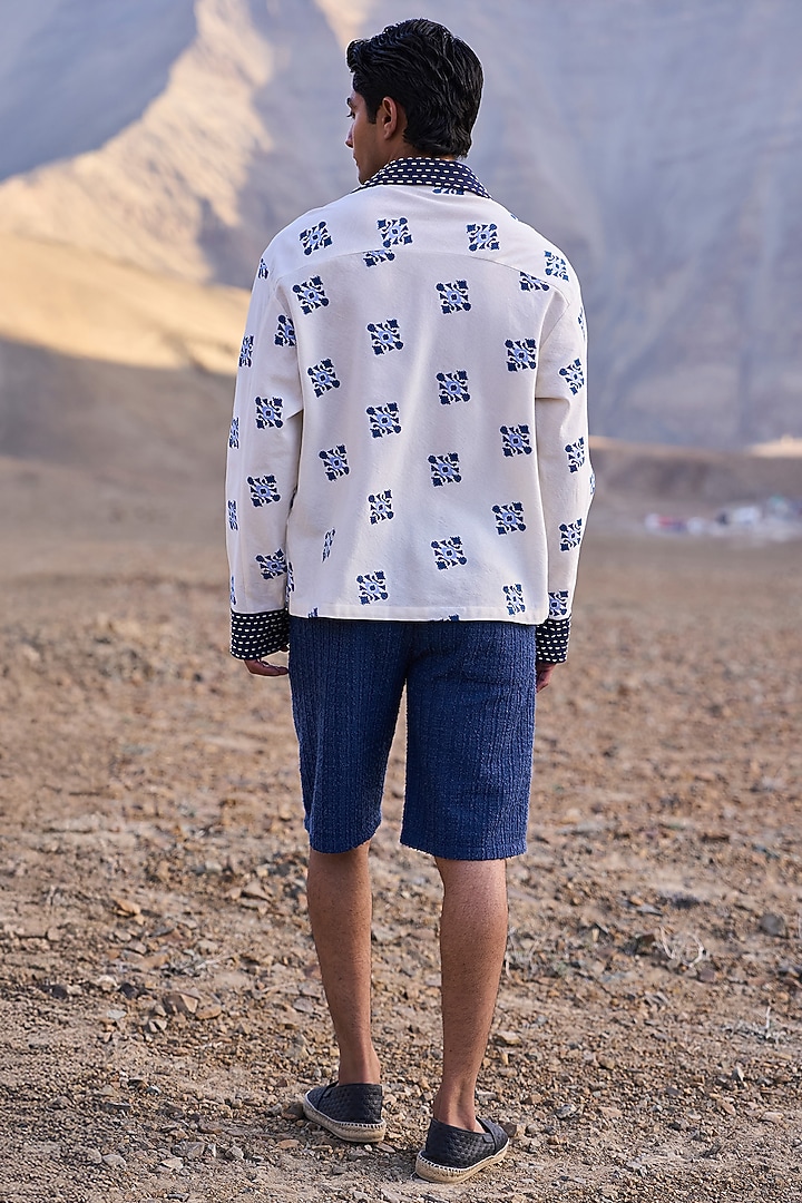 Navy Blue Recycled Polyester Knitted Shorts by Dash and Dot Men at Pernia's Pop Up Shop