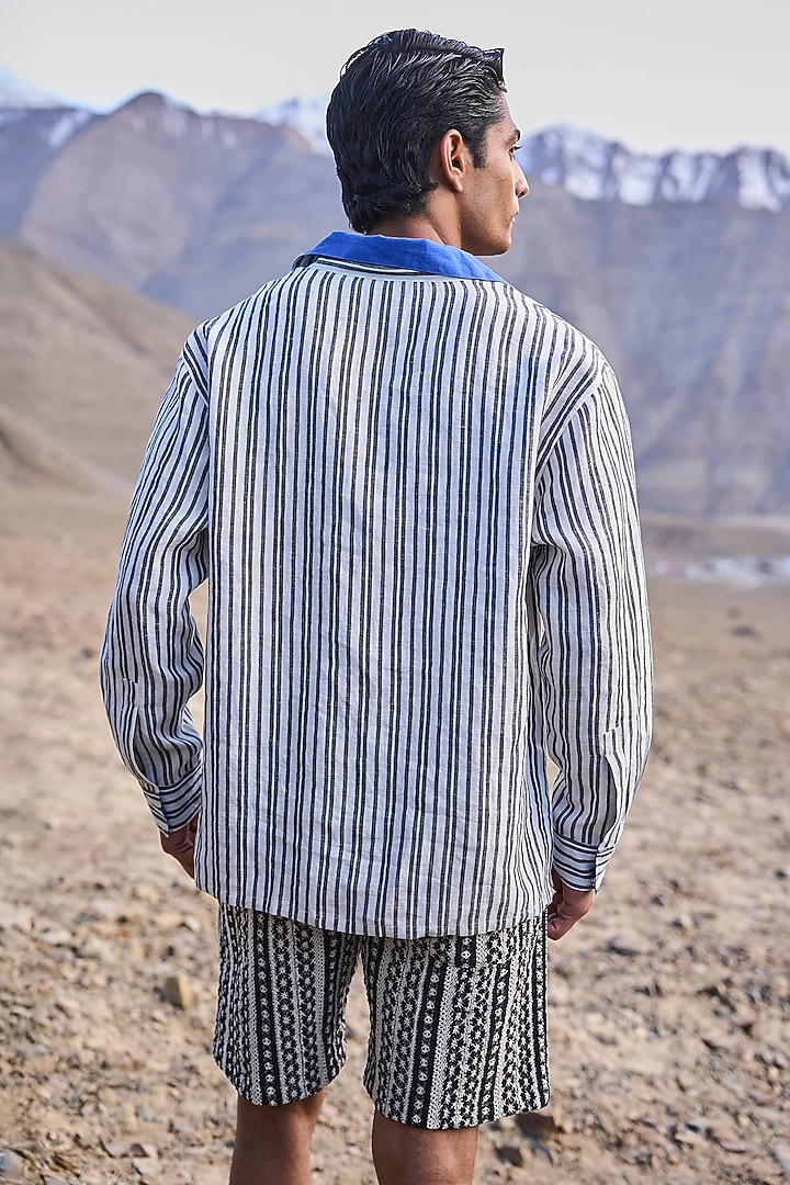Black & White Linen Striped T-Shirt by Dash and Dot Men at Pernia's Pop Up Shop