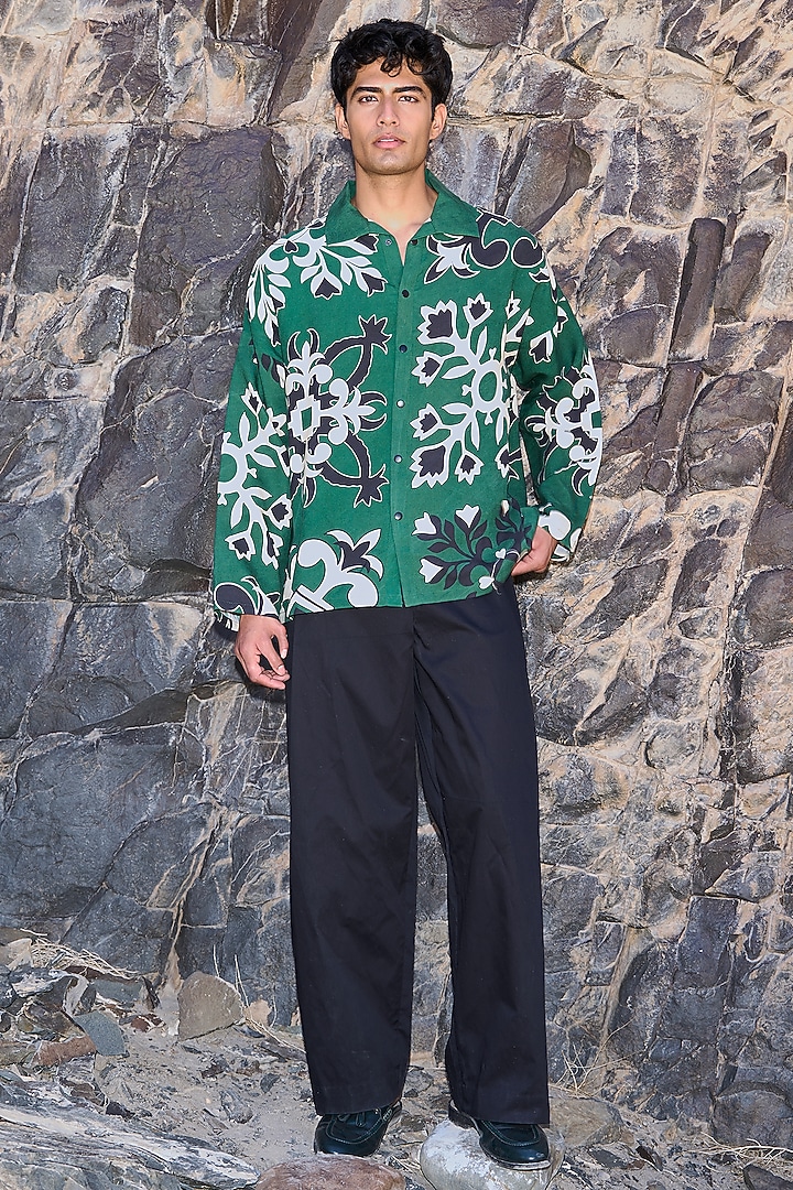Green Tencel Boxy-Summer Shirt by Dash and Dot Men at Pernia's Pop Up Shop