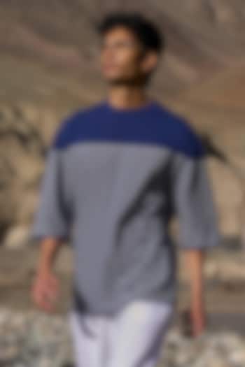 Blue & Ivory Organic Cotton Striped T-Shirt by Dash and Dot Men