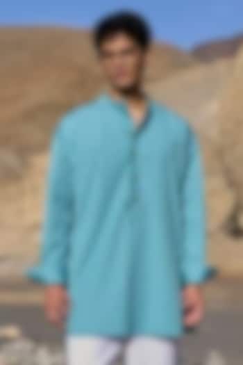 Seafoam & Sky Blue Linen Striped Shirt by Dash and Dot Men