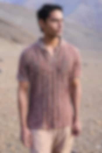 Brown Recycled Polyester Ribbed Polo T-Shirt by Dash and Dot Men