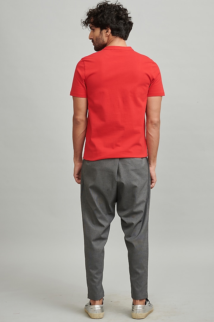 Grey Polyester Pleated Pants by Dash and Dot Men at Pernia's Pop Up Shop