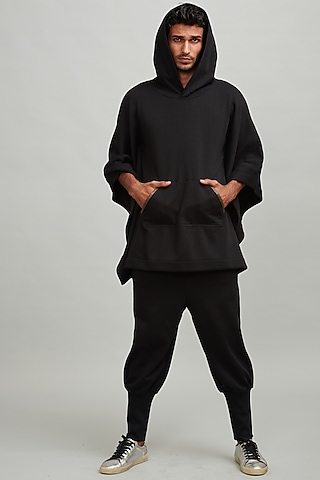 Black Poncho Hoodie by Dash and Dot Men
