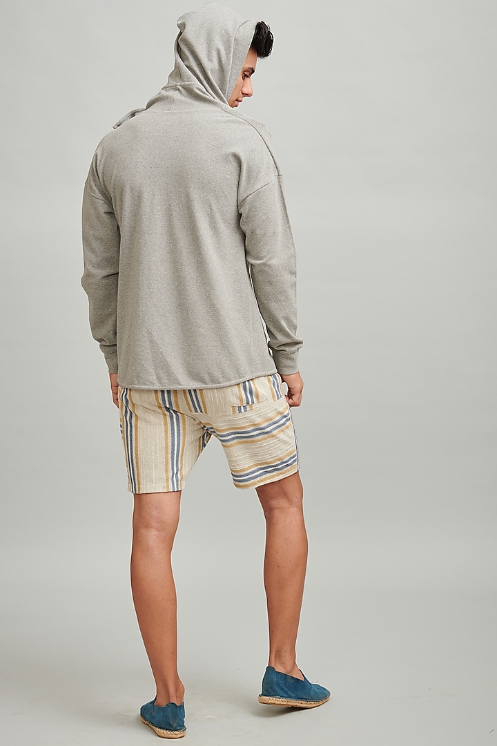 Grey Overlapped Hoodie by Dash and Dot Men at Pernia's Pop Up Shop