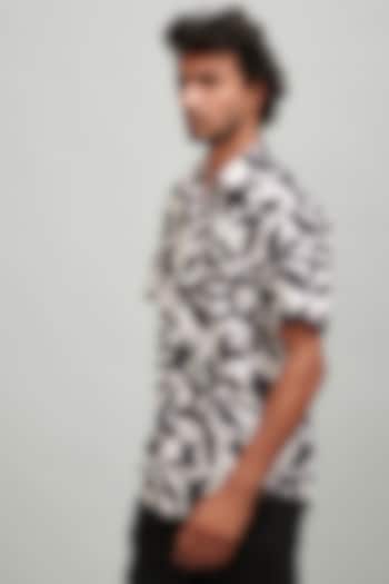 White & Black Floral Printed Summer Shirt by Dash and Dot Men at Pernia's Pop Up Shop