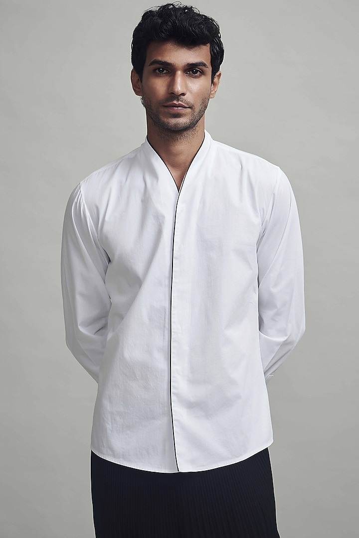 White Shirt In Cotton Poplin by Dash and Dot Men