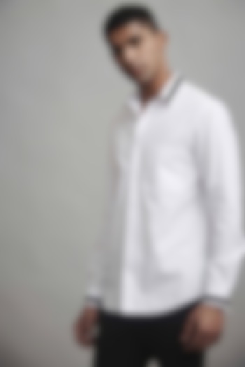 White Shirt With 3D Detailing by Dash and Dot Men