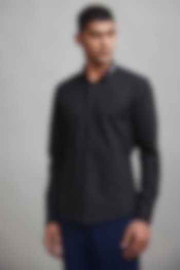 Black Summer Shirt With Metallic Zipper Detailing by Dash and Dot Men at Pernia's Pop Up Shop