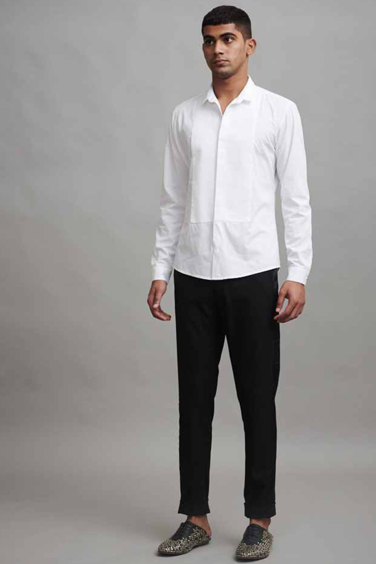 Black Paneled Tuxedo Pants by Dash and Dot Men