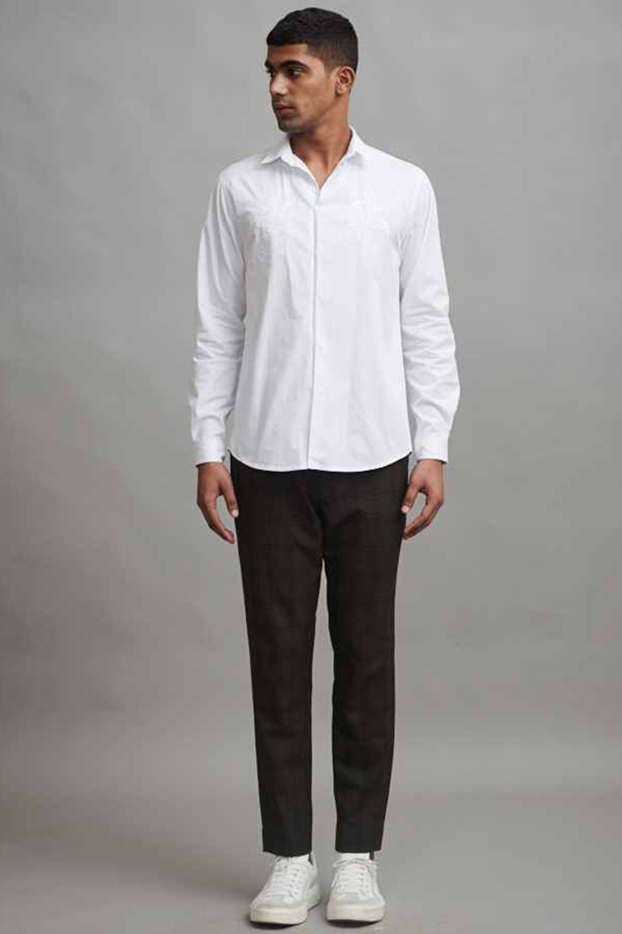Brown Tapered Pants With Applique Detailing by Dash and Dot Men