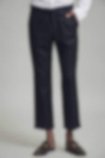 Navy Blue Printed Cropped Pants by Dash and Dot Men at Pernia's Pop Up Shop