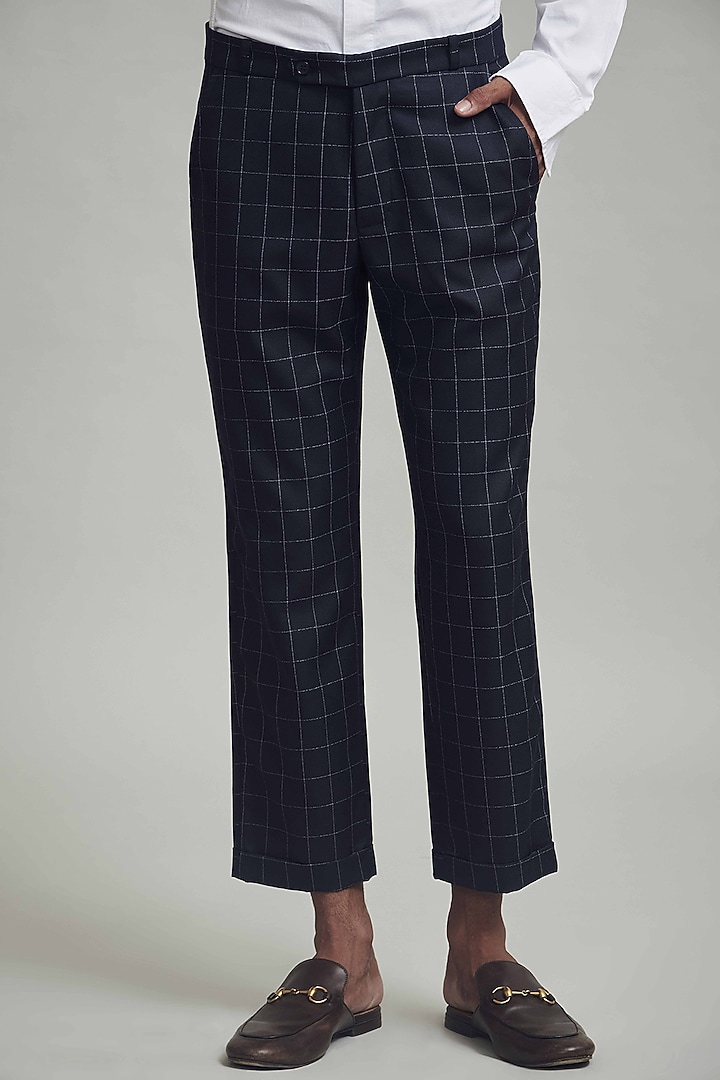 Navy Blue Printed Cropped Pants by Dash and Dot Men at Pernia's Pop Up Shop