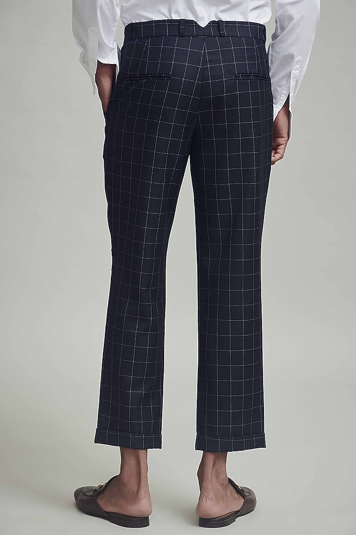 Navy Blue Printed Cropped Pants by Dash and Dot Men at Pernia's Pop Up Shop