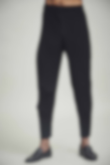 Black Polyester Elasticated Drum Pants by Dash and Dot Men at Pernia's Pop Up Shop