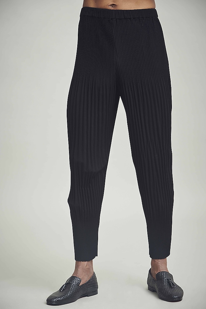 Black Polyester Elasticated Drum Pants by Dash and Dot Men at Pernia's Pop Up Shop