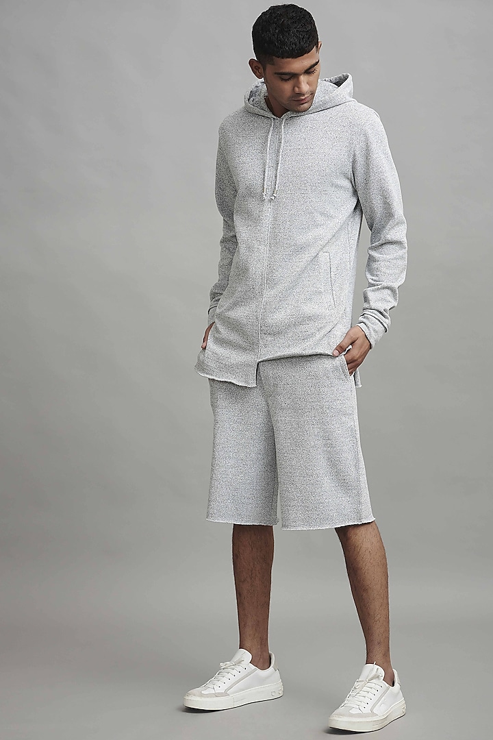 Grey Polyester Popover Hoodie by Dash and Dot Men