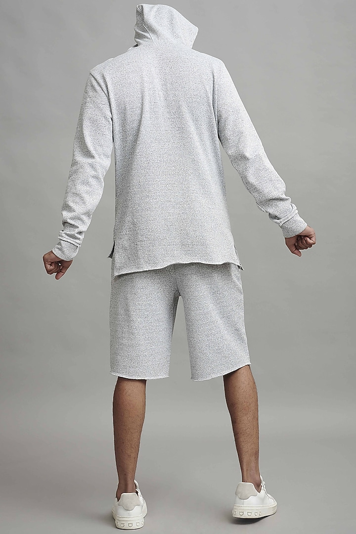 Grey Polyester Popover Hoodie by Dash and Dot Men at Pernia's Pop Up Shop