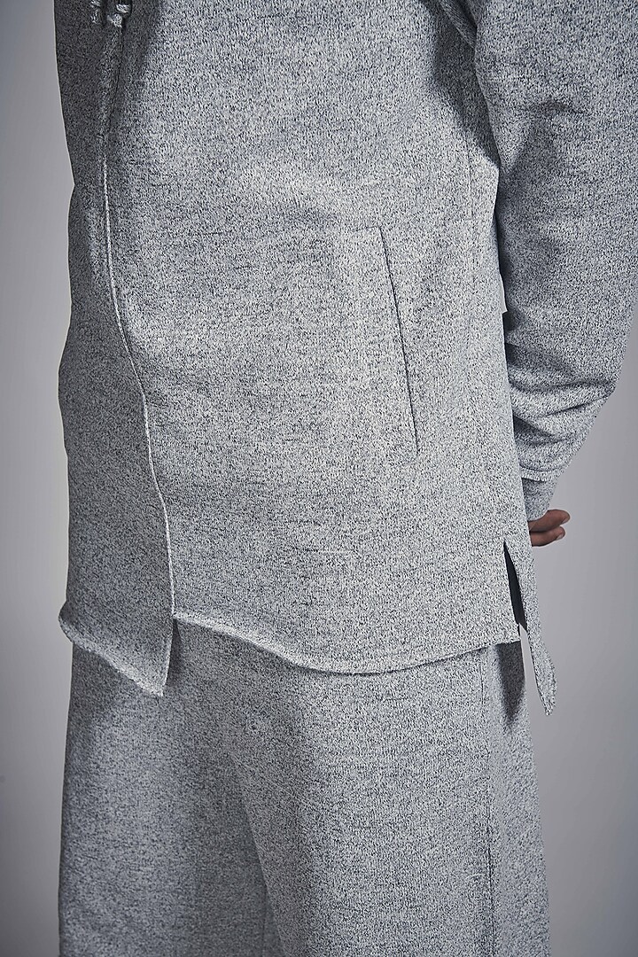 Grey Polyester Popover Hoodie by Dash and Dot Men at Pernia's Pop Up Shop