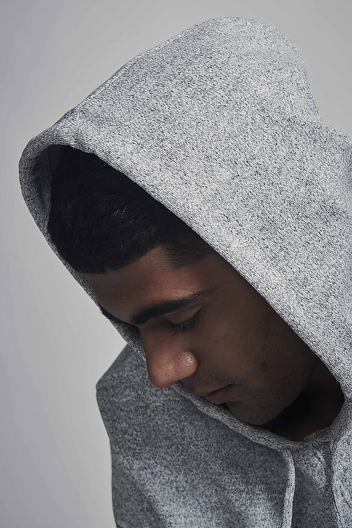 Grey Polyester Popover Hoodie by Dash and Dot Men at Pernia's Pop Up Shop