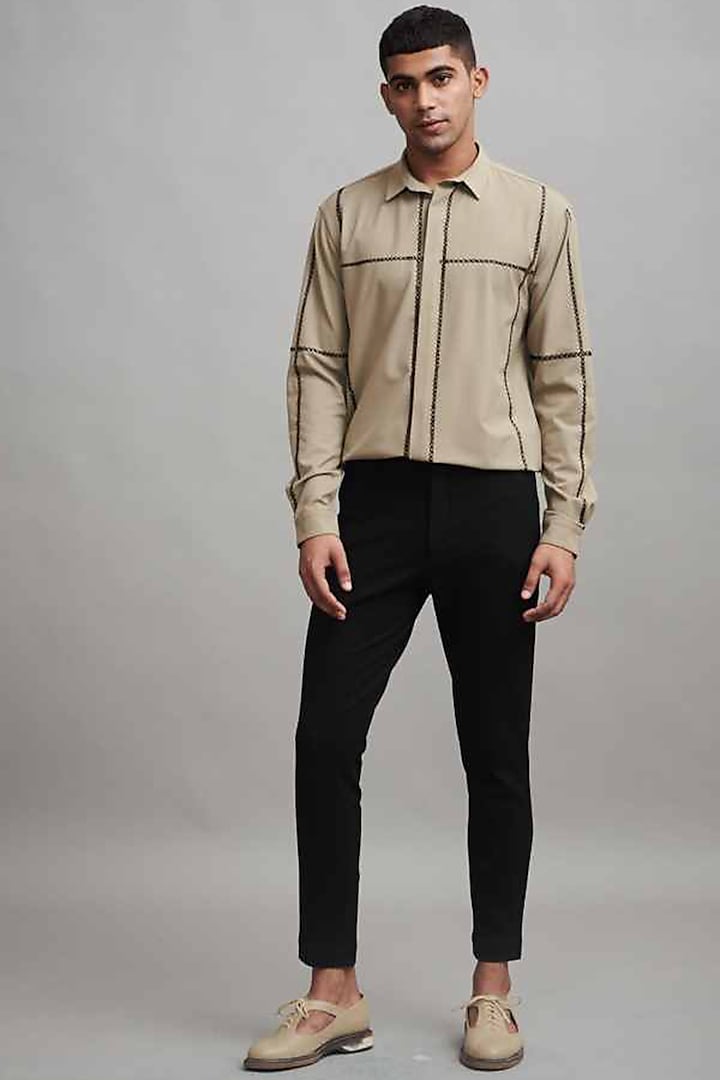 Black Stretch-Knitted Slim Pants by Dash and Dot Men at Pernia's Pop Up Shop