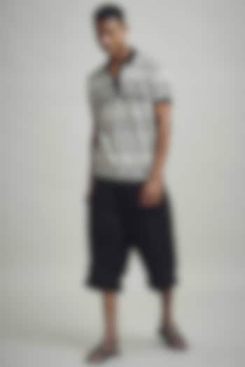 Grey Jacquard-Knitted Polo T-Shirt by Dash and Dot Men at Pernia's Pop Up Shop