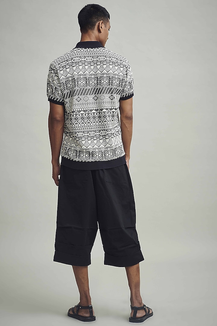 Grey Jacquard-Knitted Polo T-Shirt by Dash and Dot Men at Pernia's Pop Up Shop