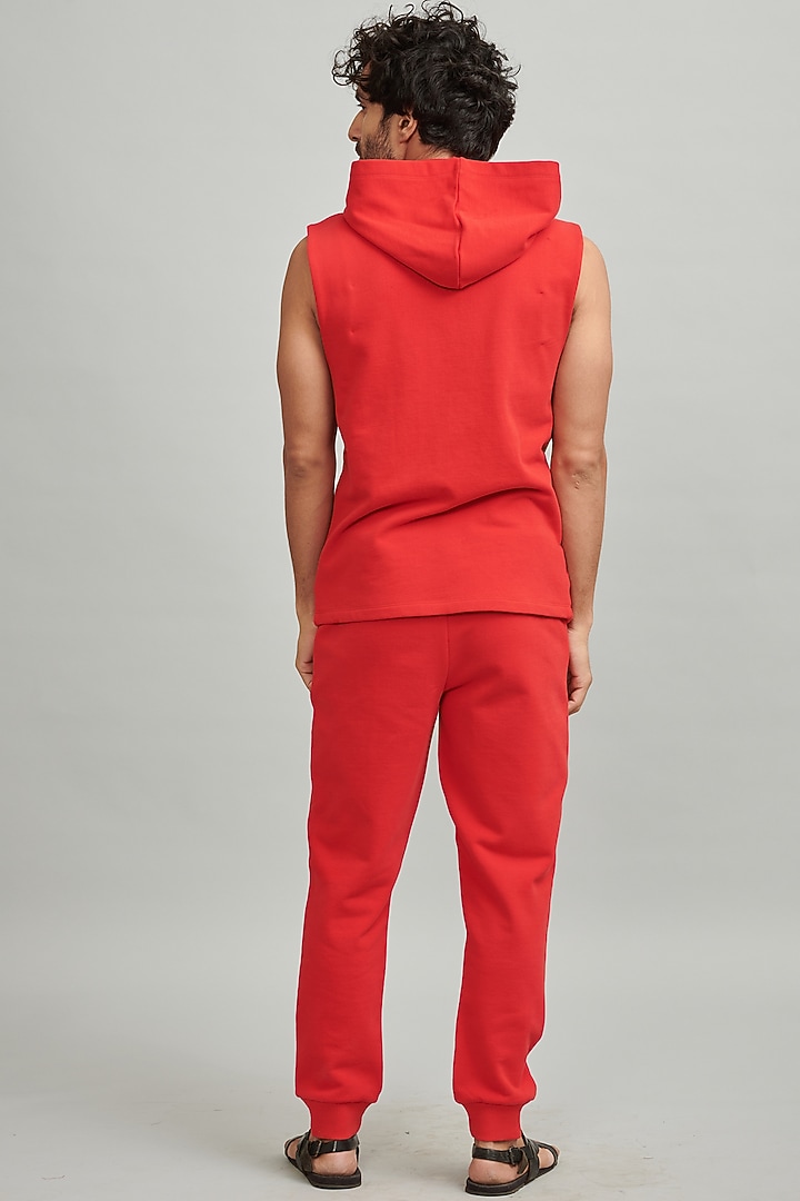 Red Cotton & Polyester Hoodie by Dash and Dot Men at Pernia's Pop Up Shop