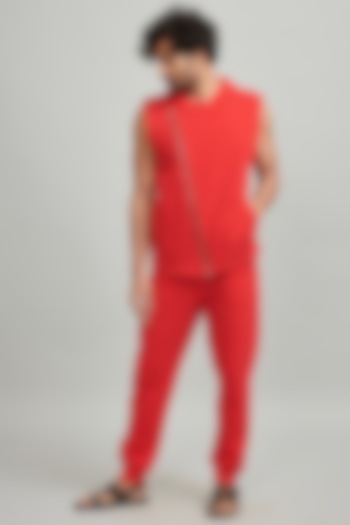 Red Organic Cotton & Recycled Polyester Jogger Pants by Dash and Dot Men