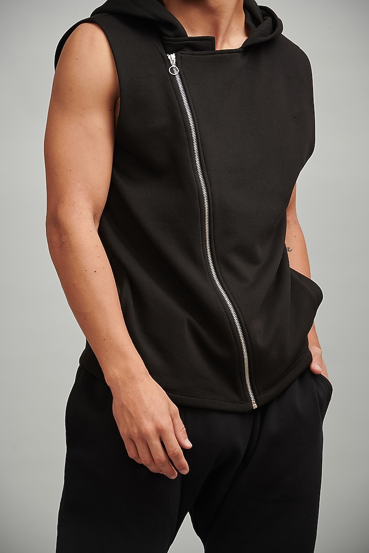 Black Organic Cotton & Recycled Polyester Hoodie by Dash and Dot Men at Pernia's Pop Up Shop