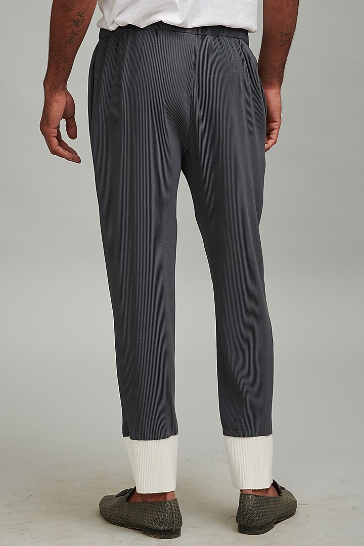 Grey Pleated Straight Trousers by Dash and Dot Men at Pernia's Pop Up Shop