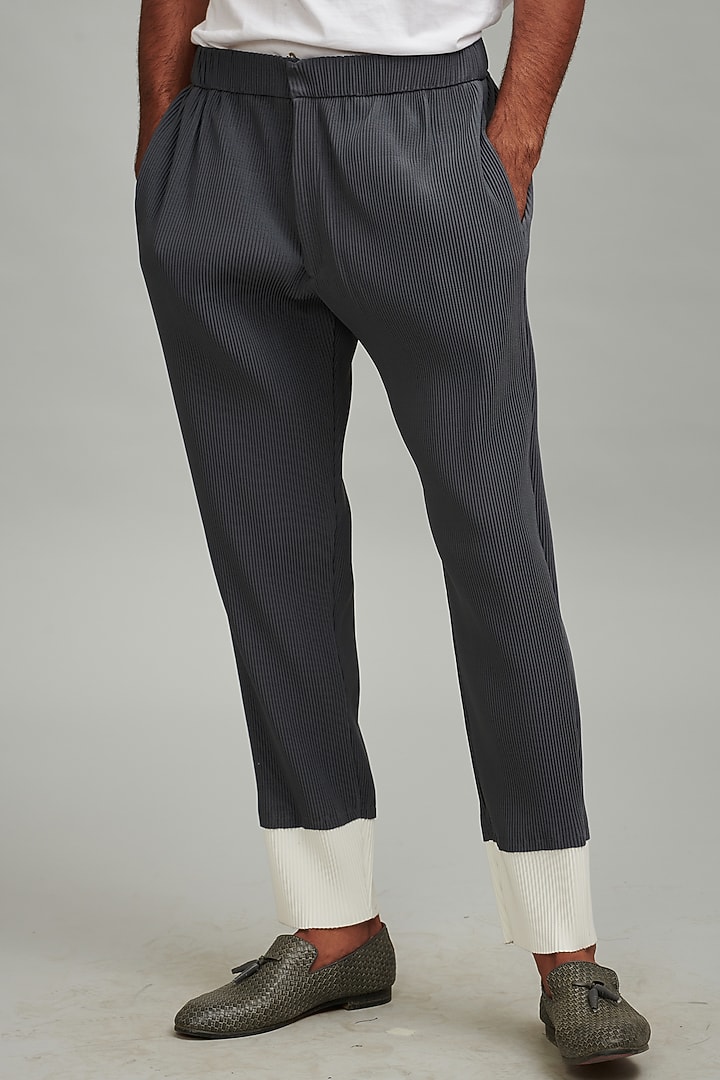 Grey Pleated Straight Trousers by Dash and Dot Men at Pernia's Pop Up Shop