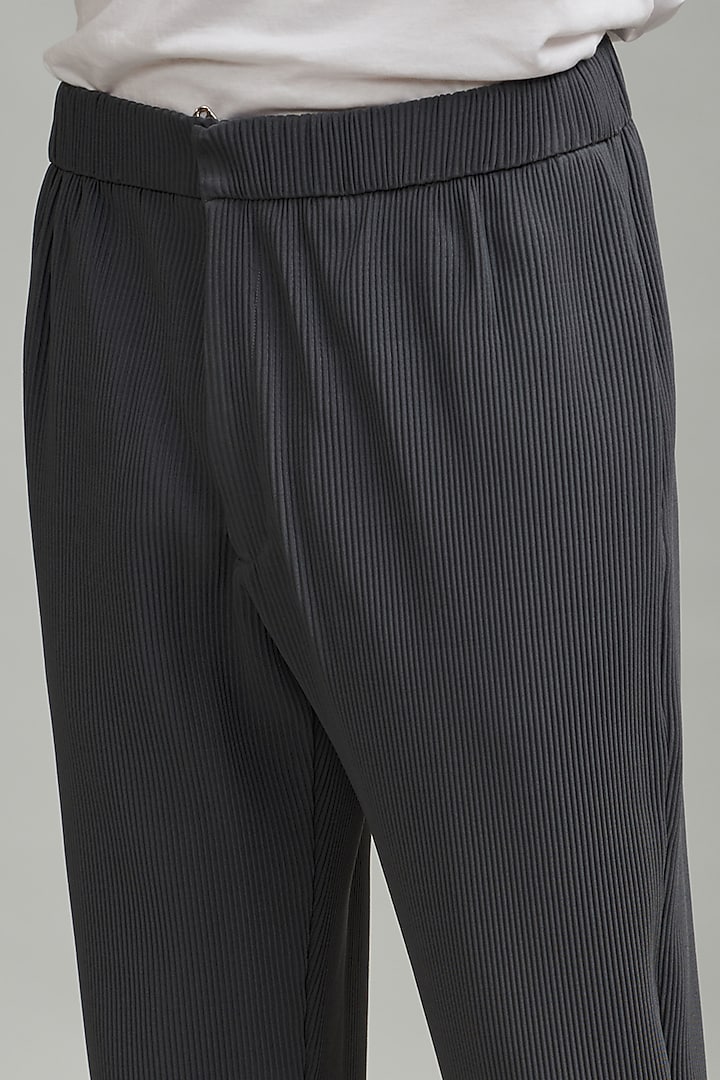 Grey Pleated Straight Trousers by Dash and Dot Men at Pernia's Pop Up Shop