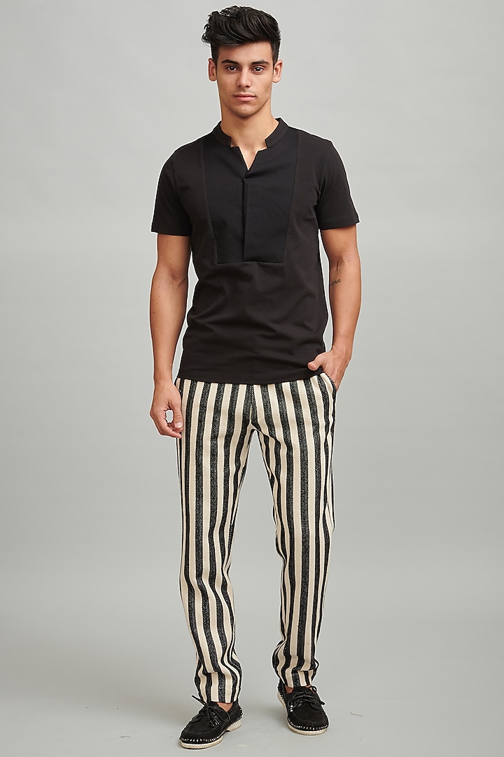 Black & White Striped Pants by Dash and Dot Men