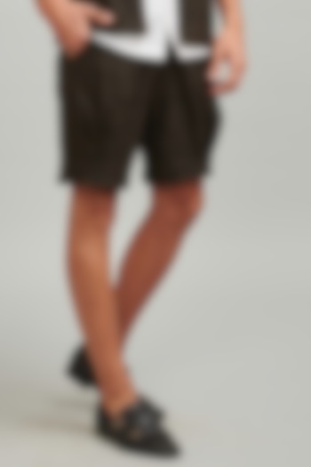 Brown Checkered Shorts by Dash and Dot Men